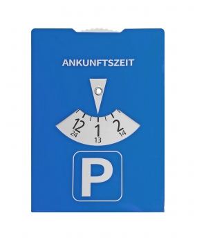 Parkscheibe blau, StVO-konform, 11 x 15 cm, Ankunftszeit, 24h-Format